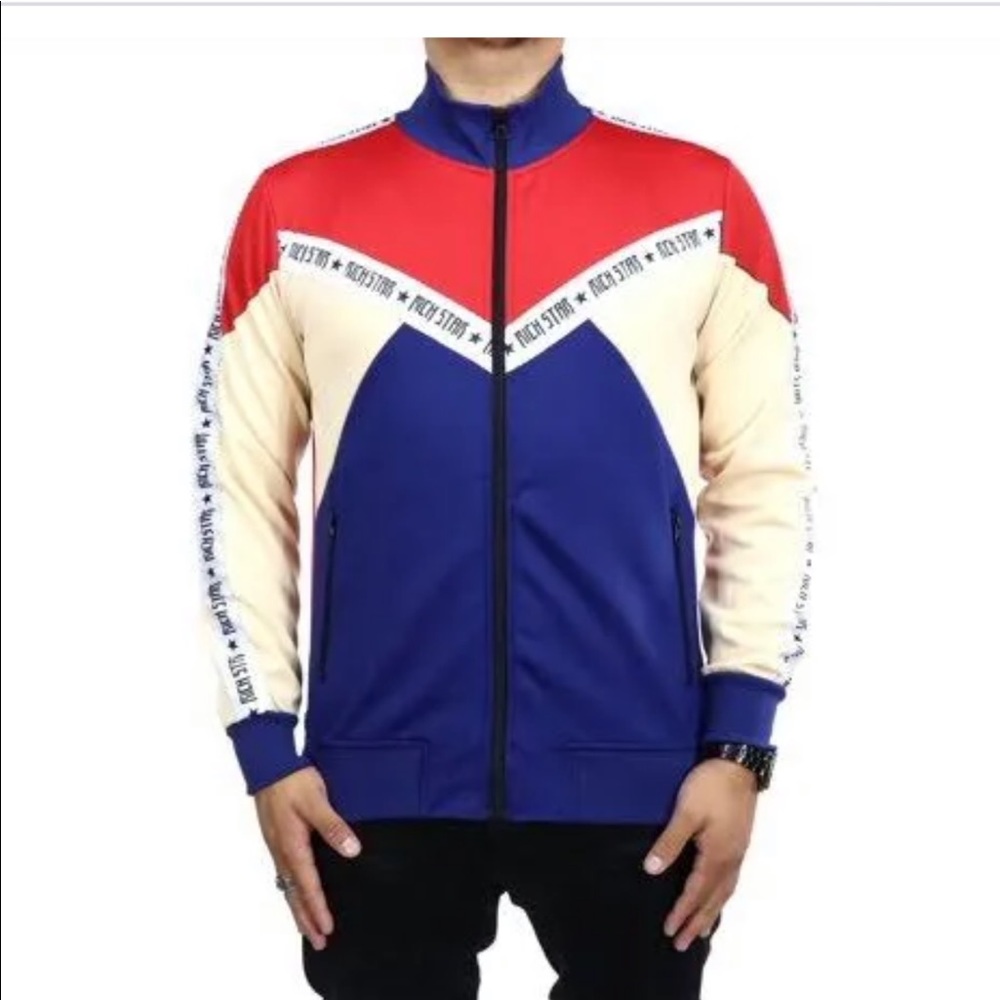 Rich Star Mens Red Spring Track Athletic Jacket Outerwear